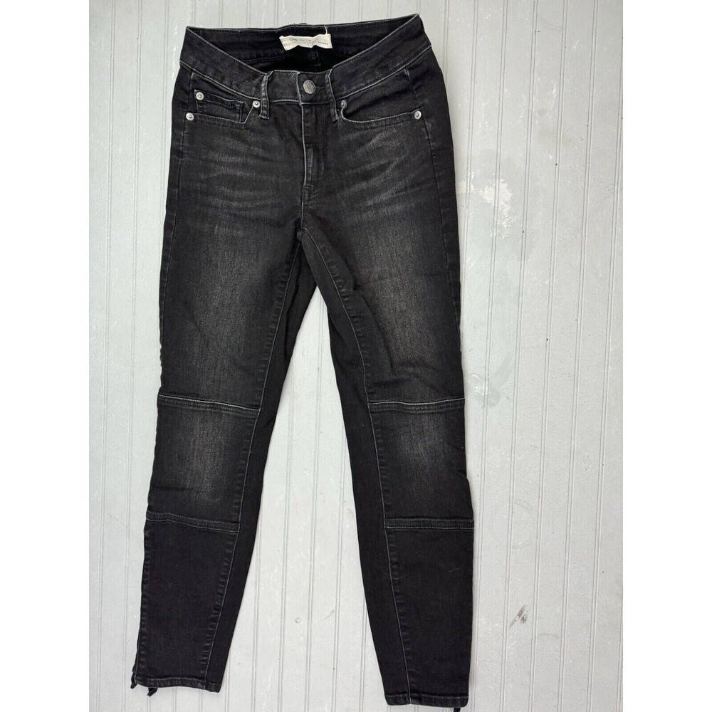 Gap 1969  Size 26 Womens Jeans Curvy True Skinny Black Lace Up Ankles Low Rise